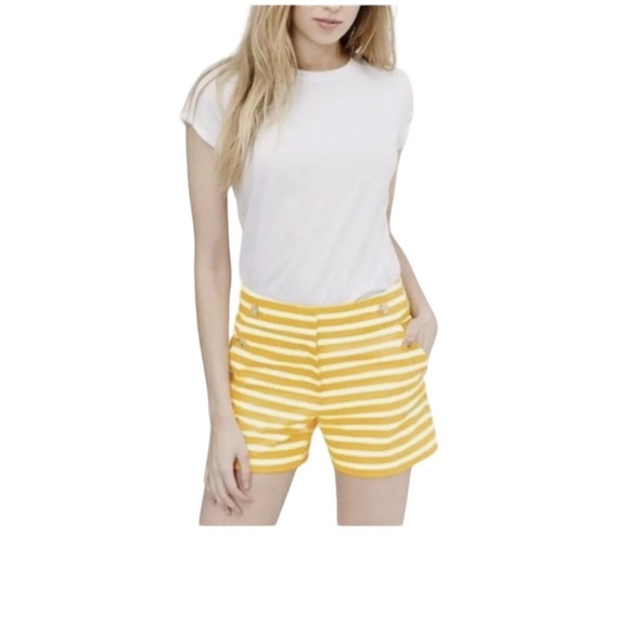 🌺ANN TAYLOR LOFT “The Riviera” Boat Shorts in Yellow / White Stripes Size 0 NWT🌺 - Picture 1 of 11